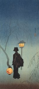 Woman with a Lantern on a Spring Evening by Shōtei Takahashi